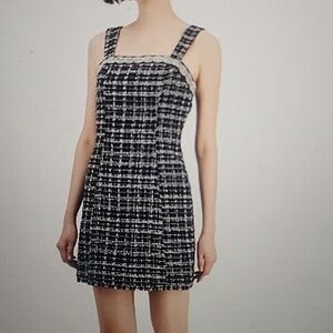 ELIE TAHARI TWEED EMBELLISHED NECK AND BOTTOM SLEEVELESS DRESS SIZE L